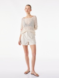 Kayık Yaka Uzun Kollu Ajurlu Kazak