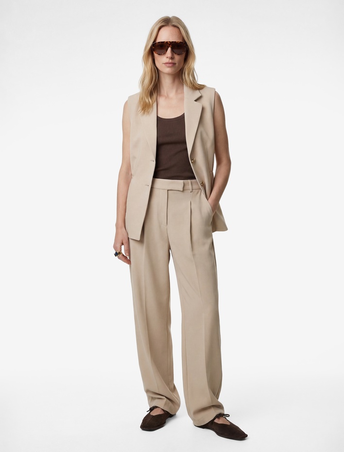  Yüksek Bel Cep Detaylı Palazzo Pantolon