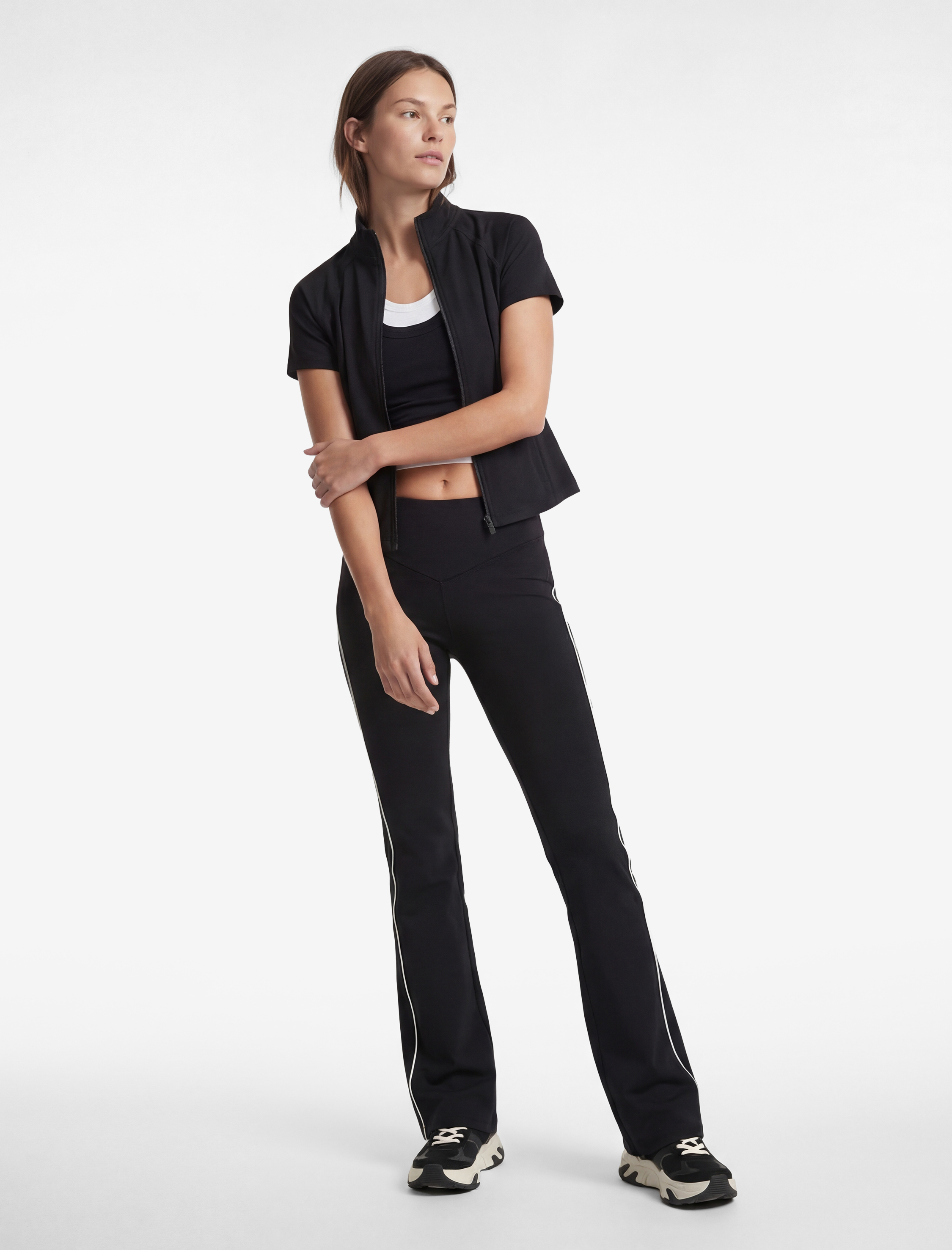   Biyeli Slim Fit Yüksek Bel İspanyol Paça Spor Tayt