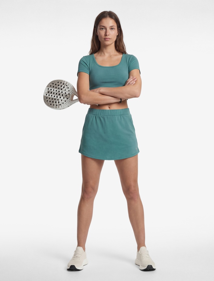  Slim Fit Kısa Kollu U Yaka Spor Crop Tişört