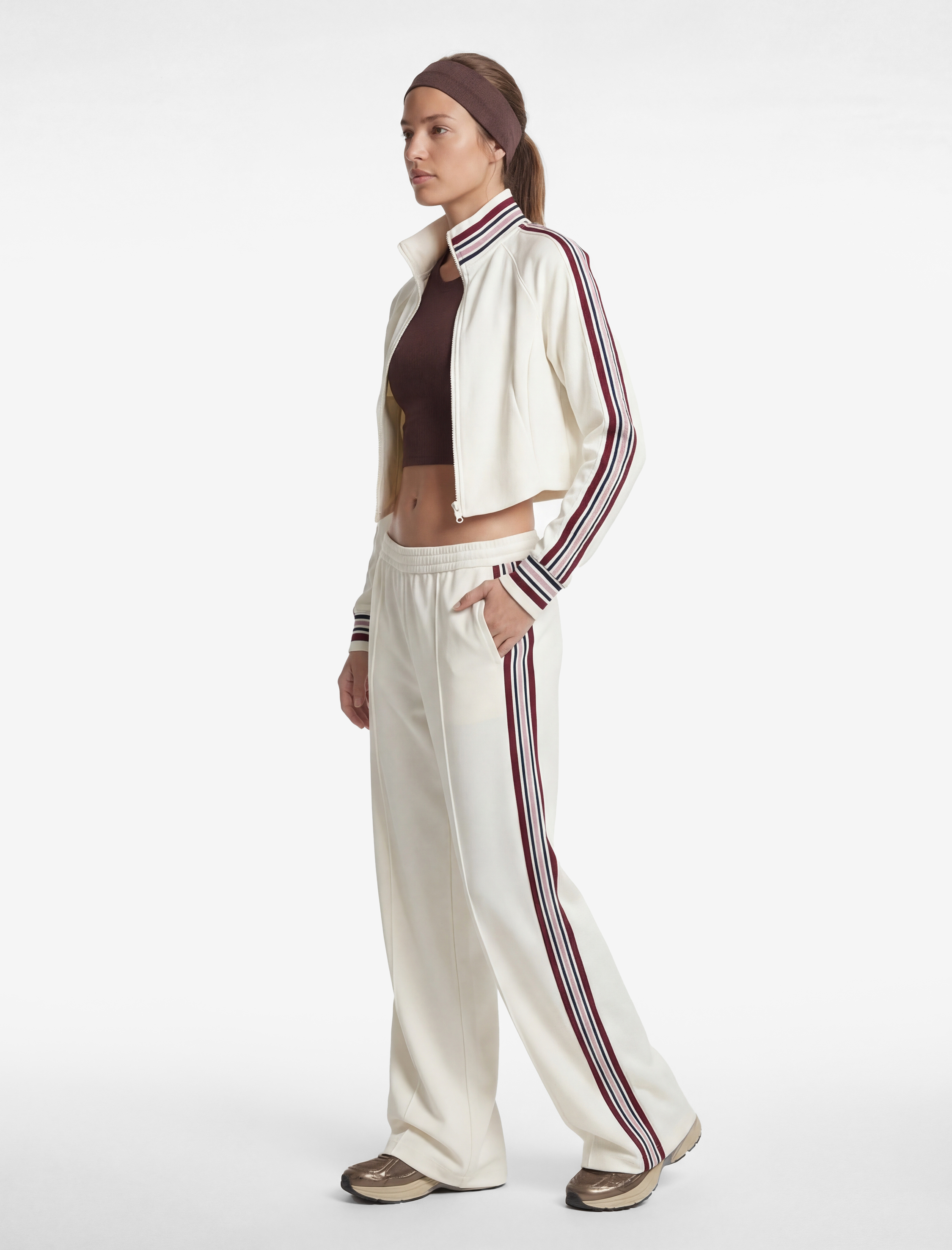   Dik Yaka Uzun Kollu Grogren Detaylı Fermuarlı Spor Sweatshirt