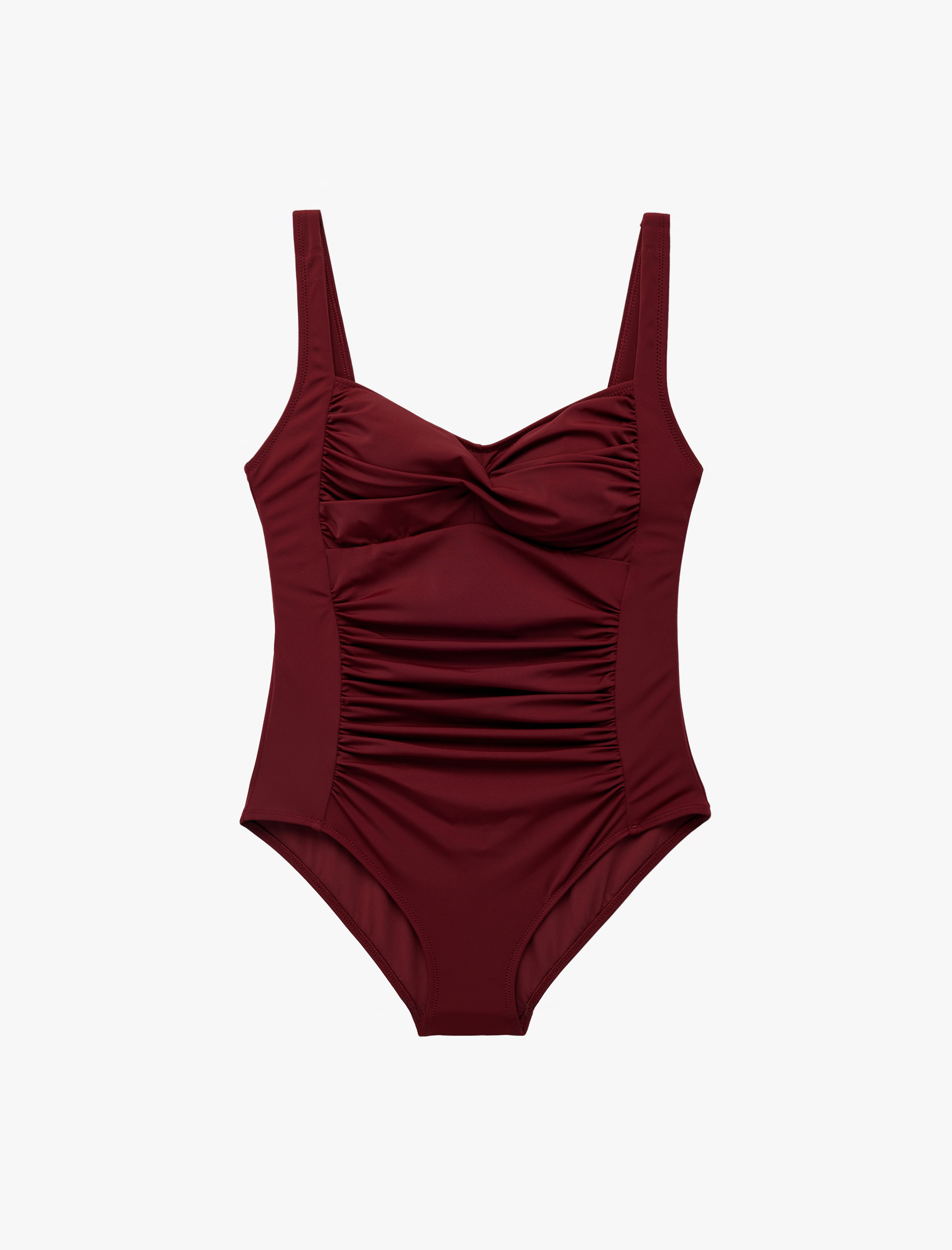   Kalp Yaka Kalın Askılı Drapeli Toparlayıcı Mayo