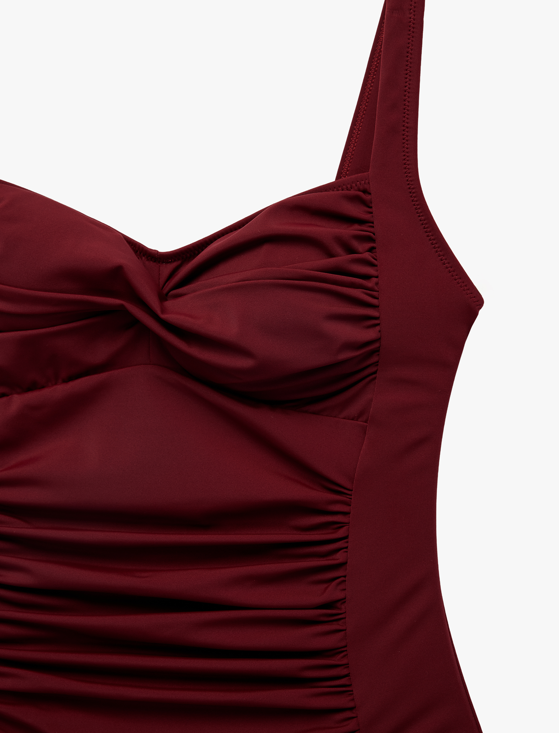   Kalp Yaka Kalın Askılı Drapeli Toparlayıcı Mayo