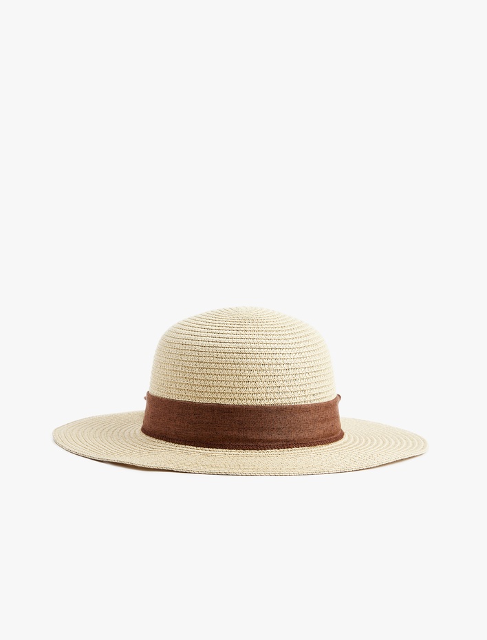 Kadın Bant Detaylı Hasır Şapka