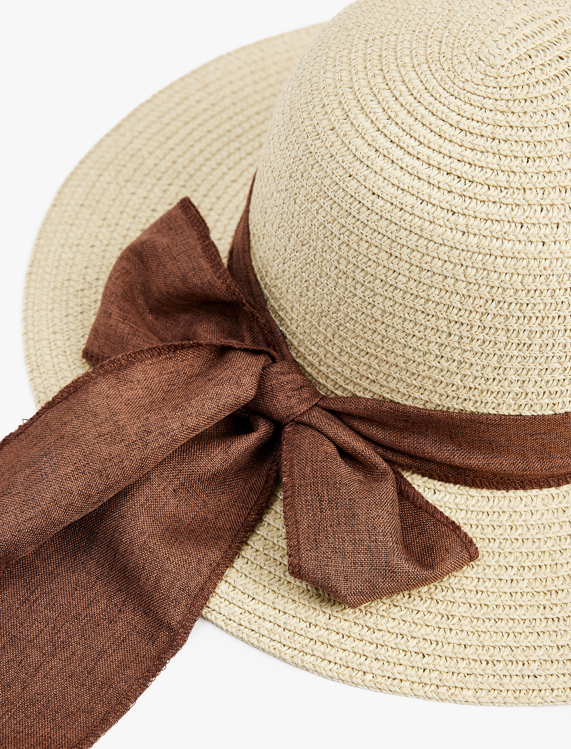  Kadın Bant Detaylı Hasır Şapka