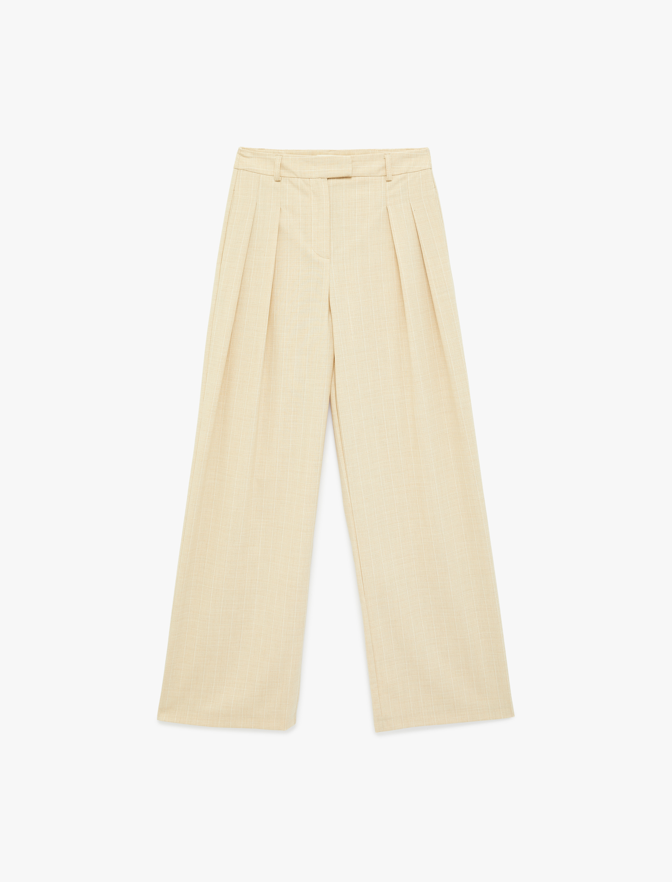   Viskon Karışımlı Normal Bel Pileli Geniş Paça Pantolon