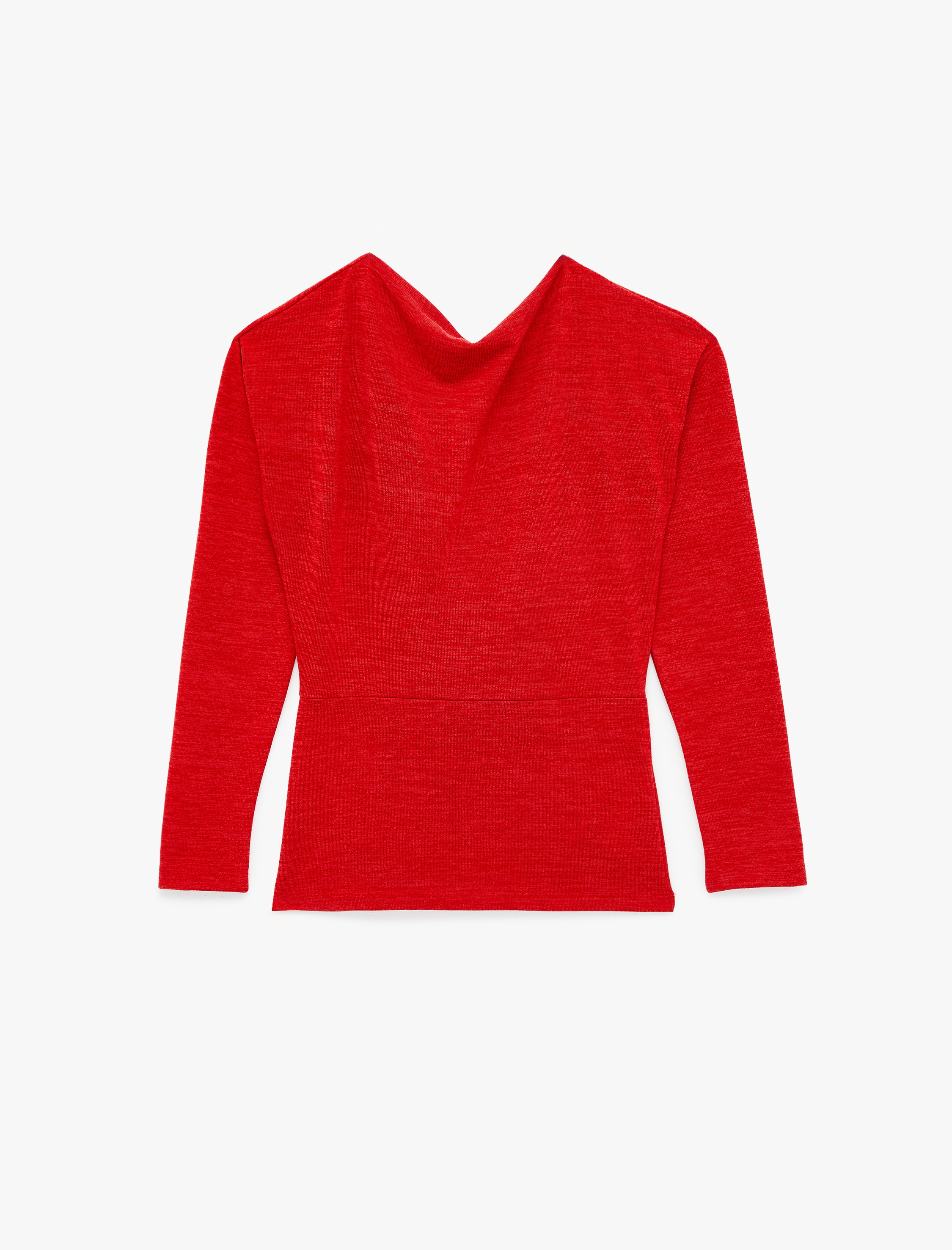   Uzun Kollu Dökümlü Degaje Yaka Bluz