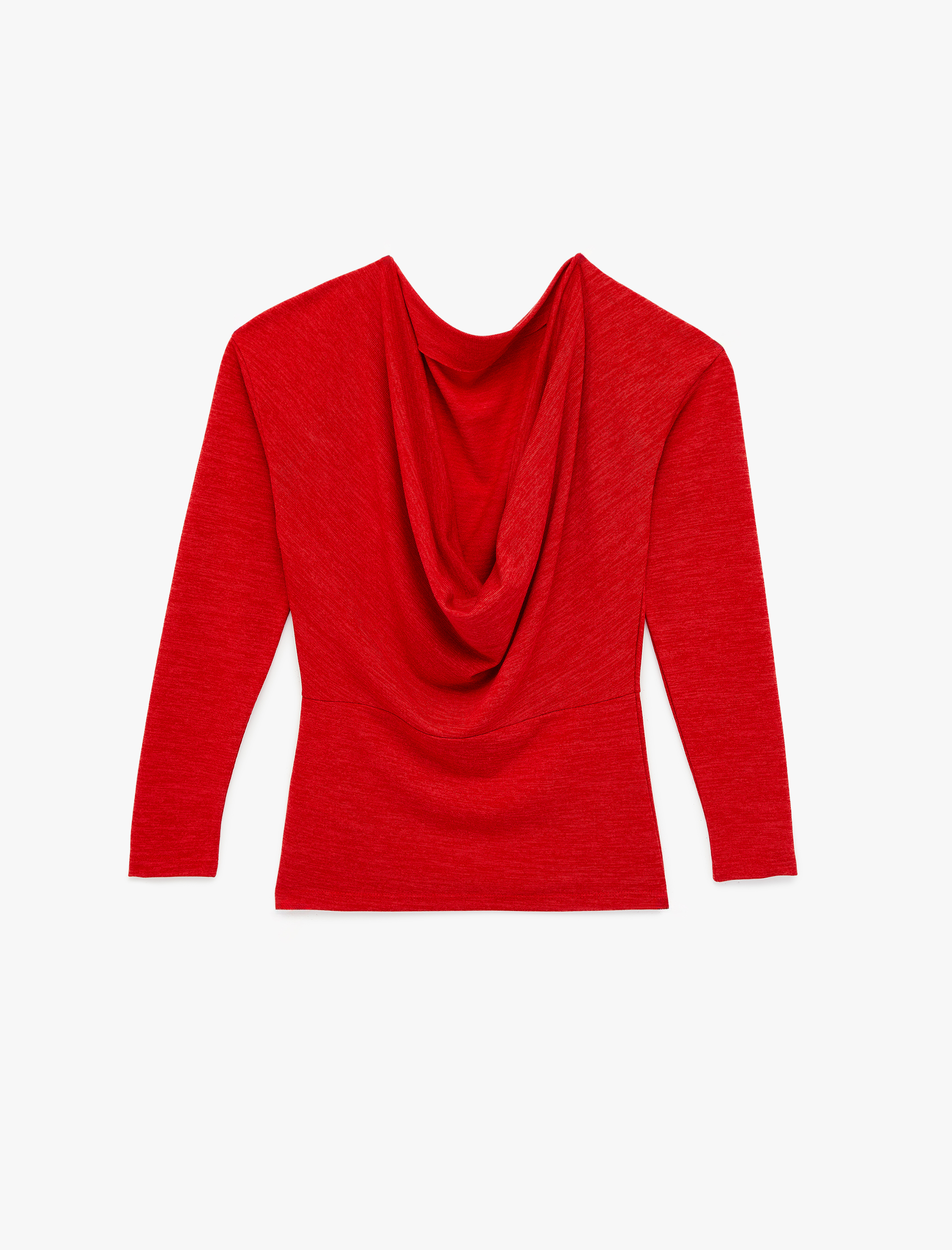   Uzun Kollu Dökümlü Degaje Yaka Bluz