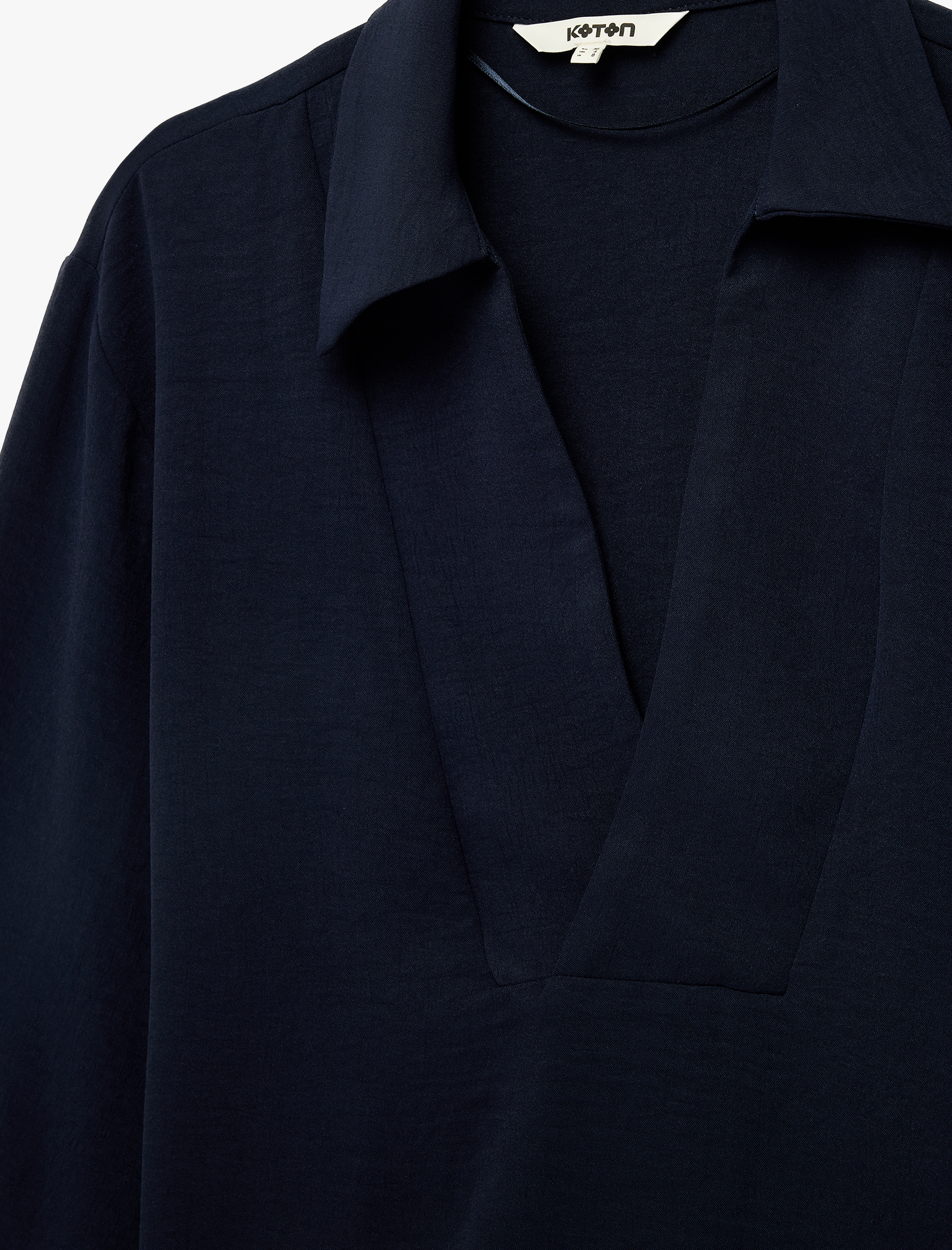   Aerobin Kumaş Uzun Kollu V Gömlek Yaka Bluz