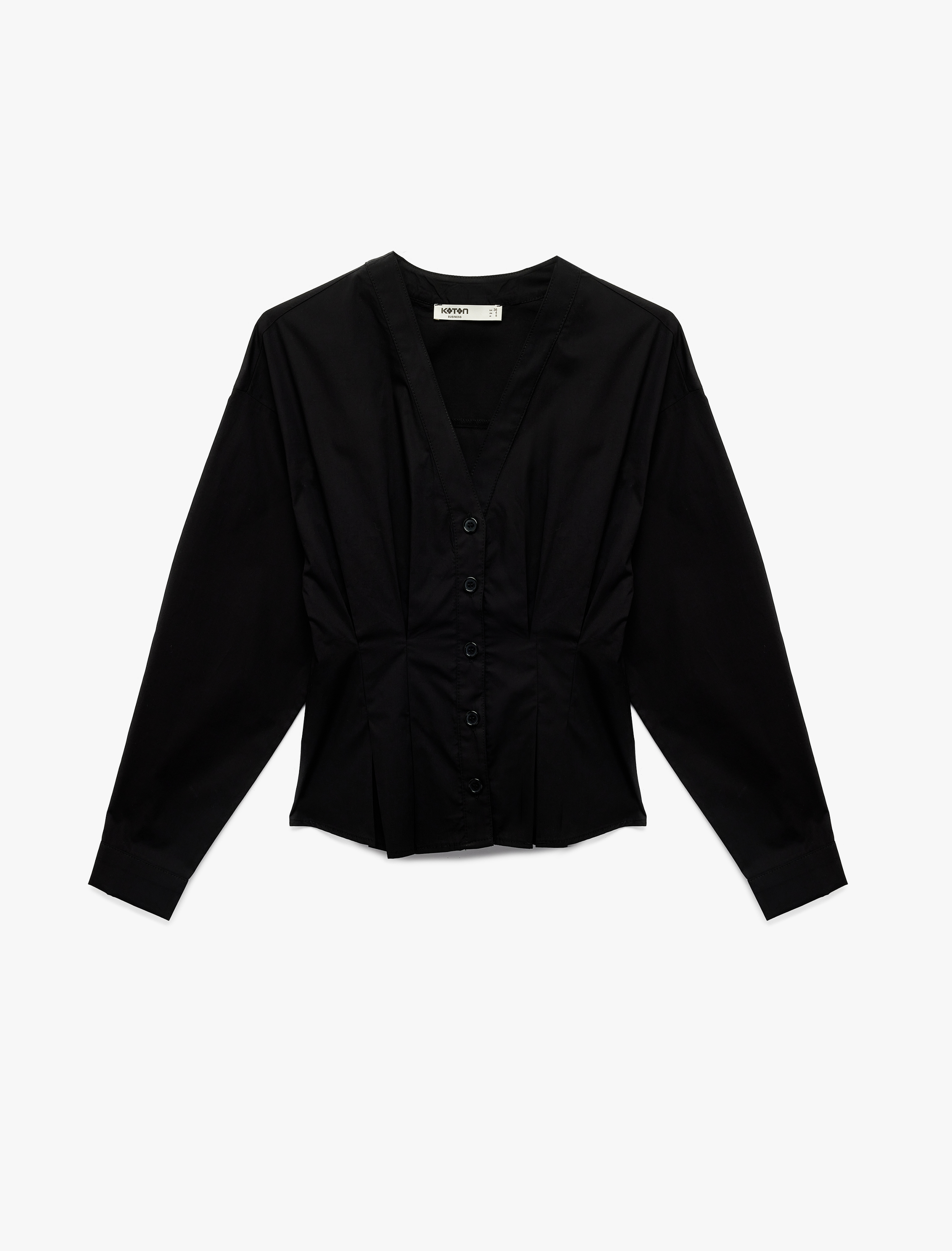   Pamuklu Uzun Kollu Düğmeli V Yaka Gömlek