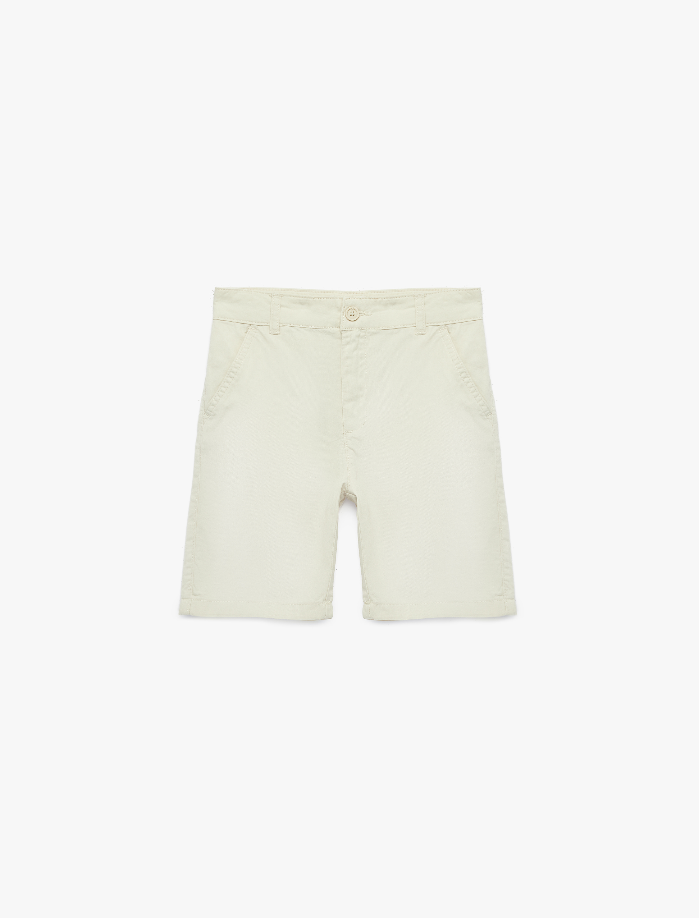  Erkek Çocuk Pamuklu Beli Ayarlanabilir Lastikli Cepli Düğmeli Basic Şort