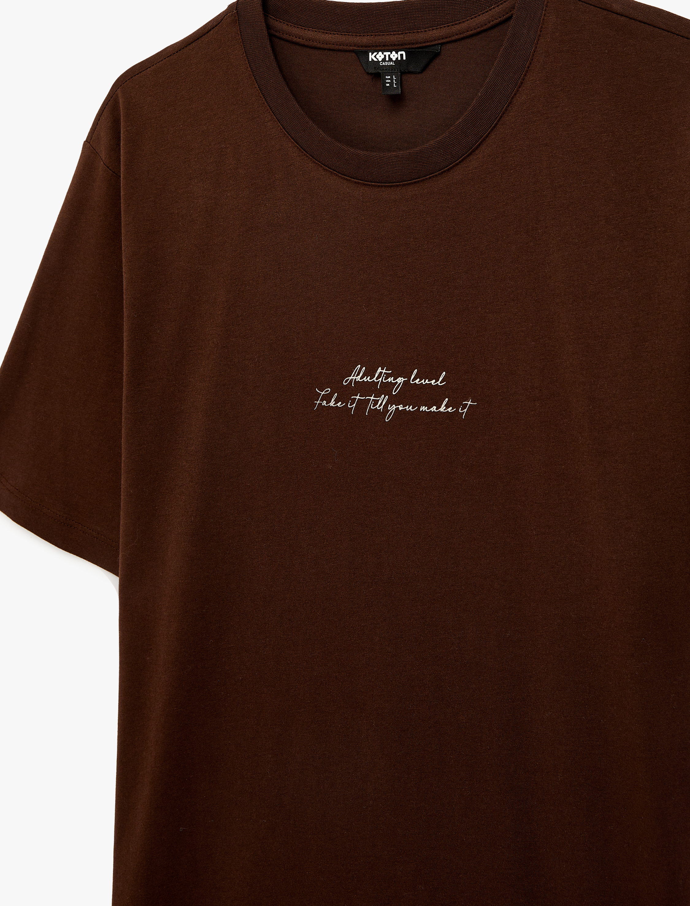   Pamuklu Kısa Kollu Bisiklet Yaka Baskılı Slim Fit Tişört