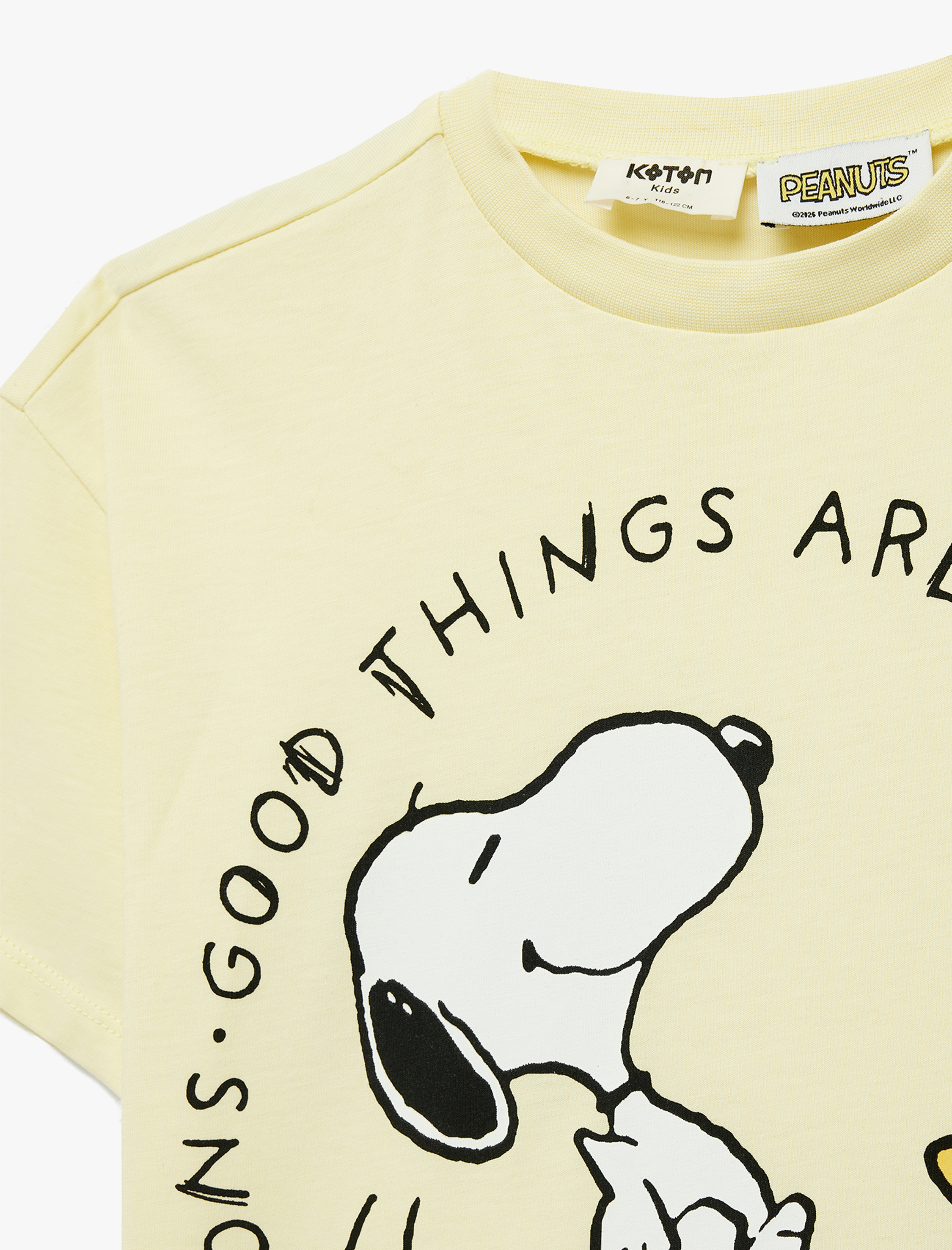  Kız Çocuk Snoopy Baskılı Bisiklet Yaka Kısa Kollu Pamuklu Lisanslı Tişört