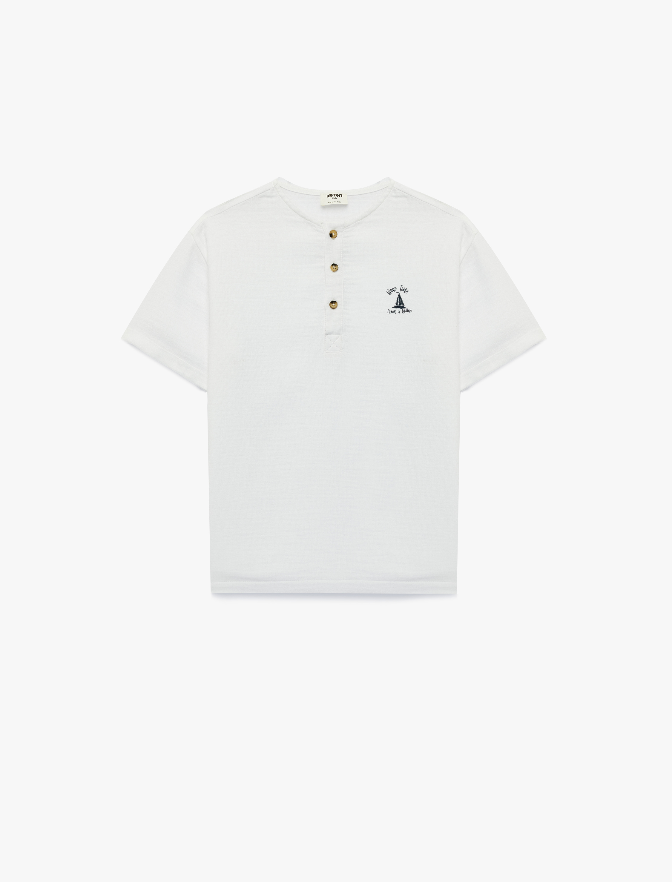  Erkek Çocuk Kısa Kollu Bisiklet Yaka Düğmeli Pamuklu Tişört