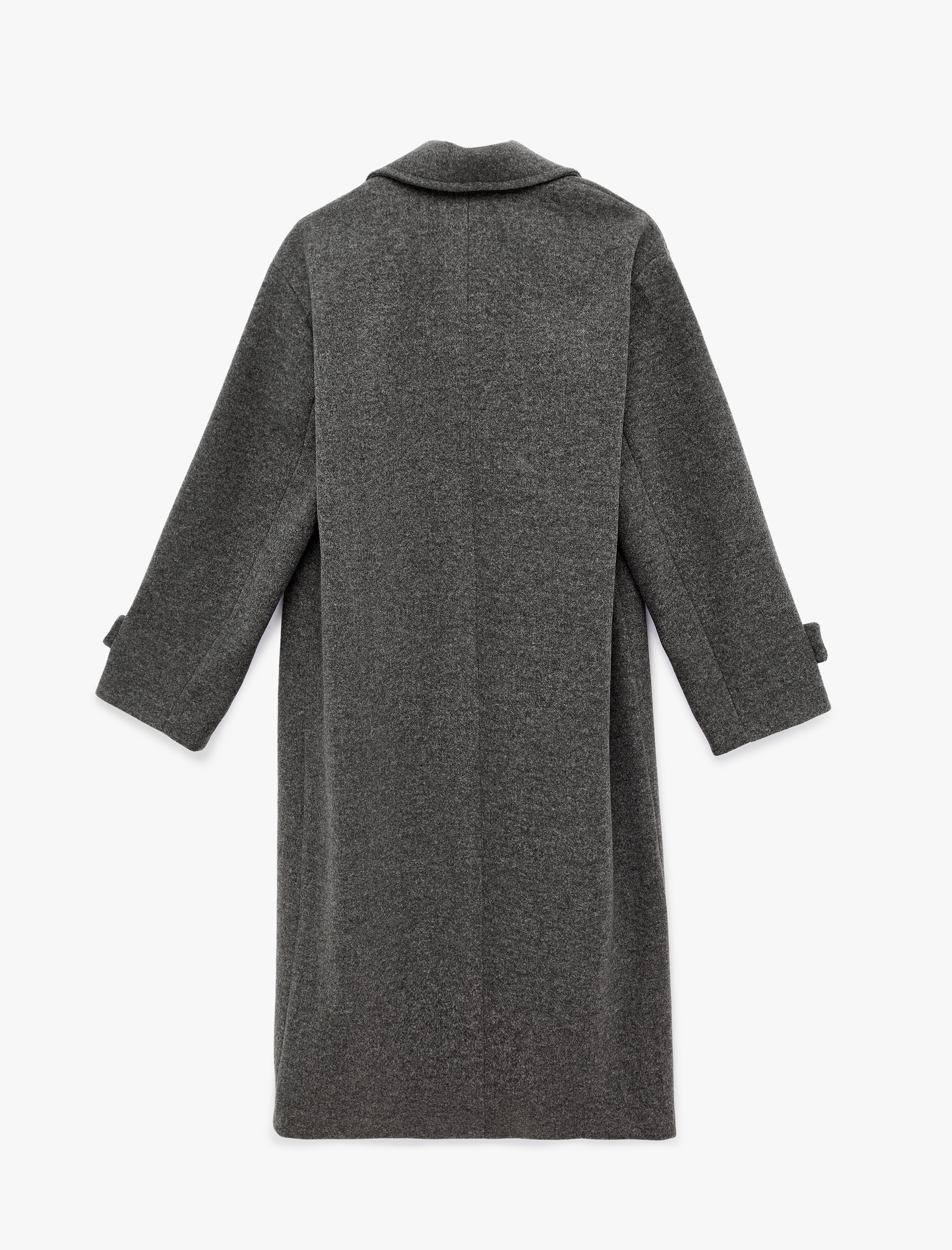   Uzun Kaşe Kaban Kruvaze Uzun Kollu Düğmeli Cepli