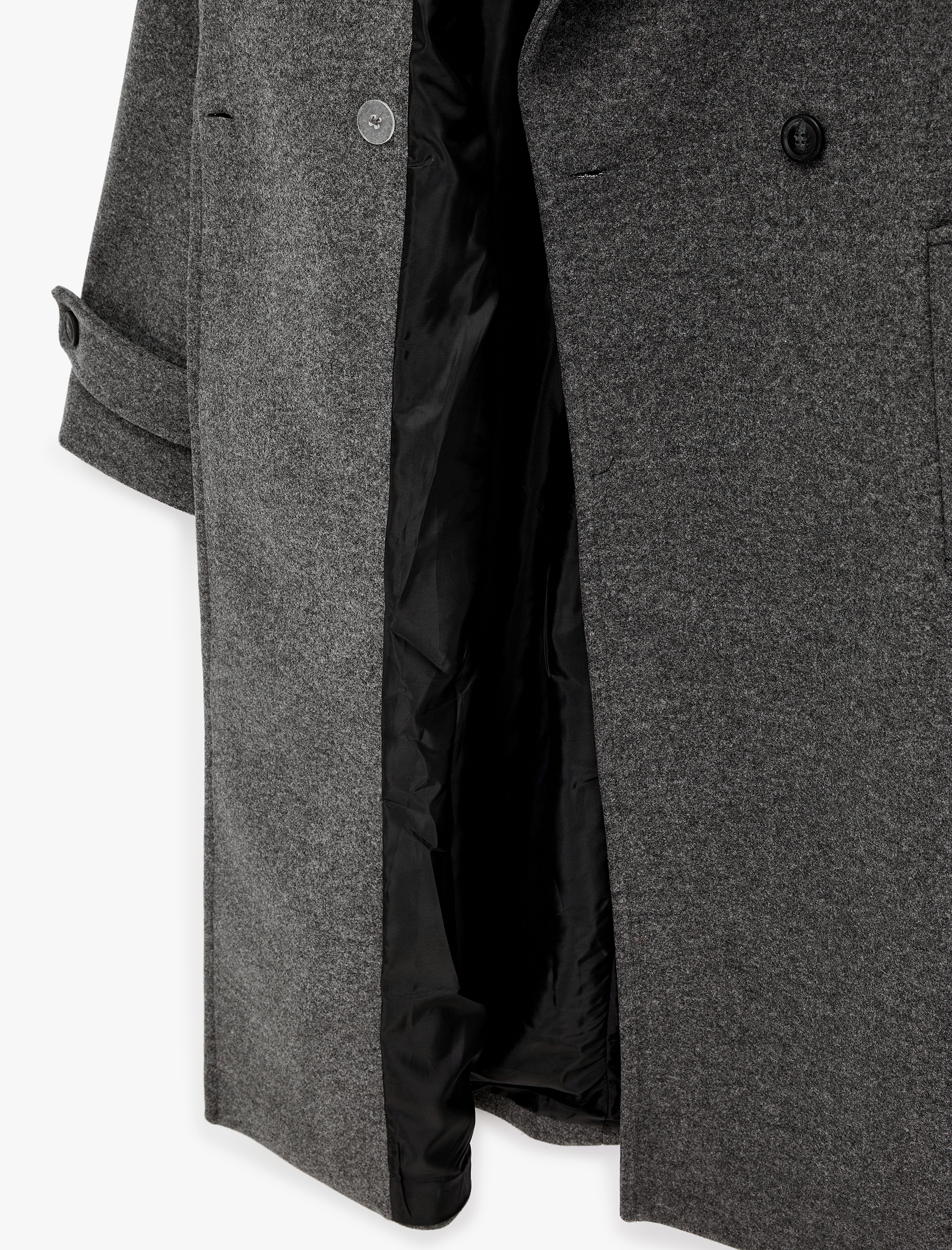   Uzun Kaşe Kaban Kruvaze Uzun Kollu Düğmeli Cepli