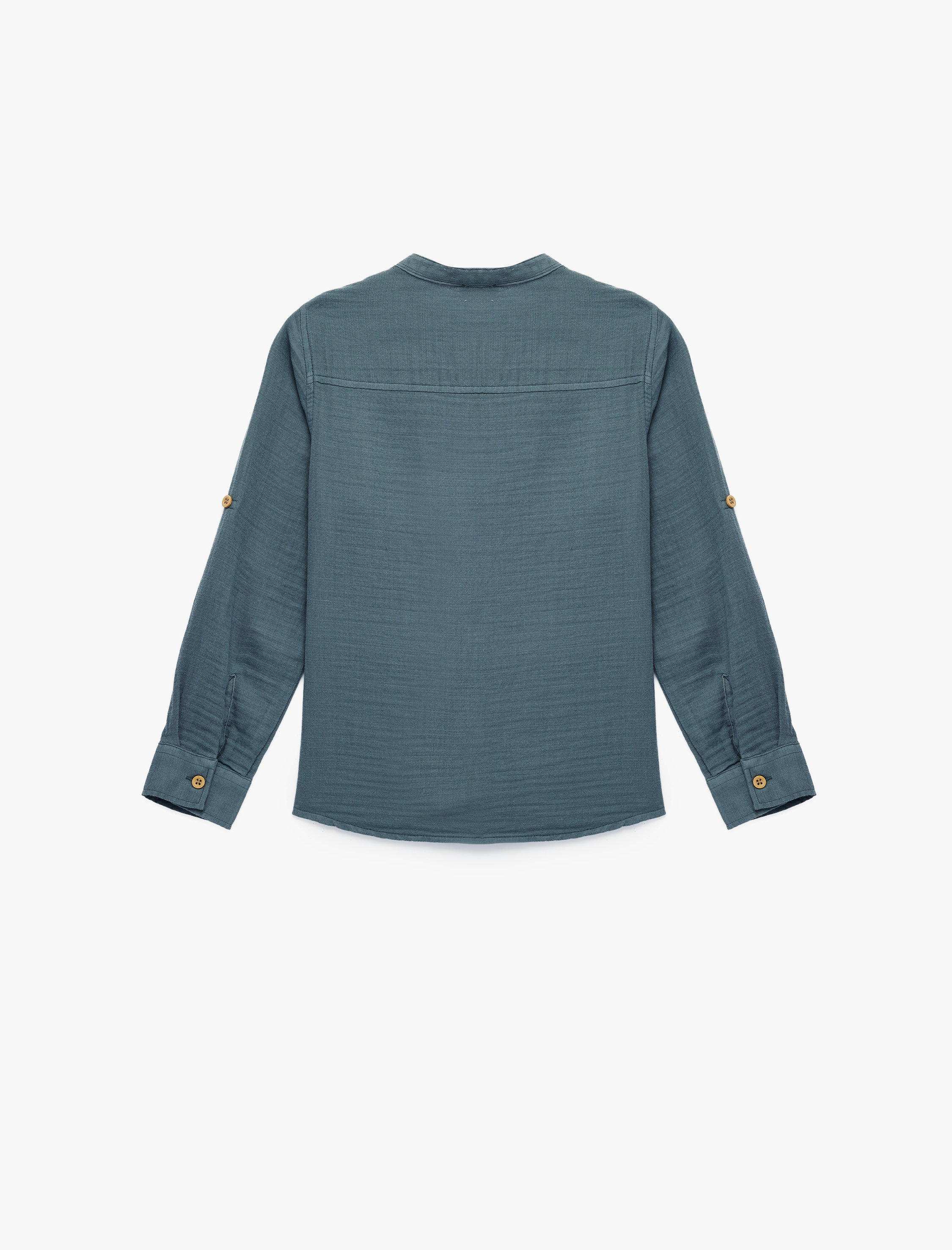  Erkek Çocuk Pamuklu Uzun Kollu Düğmeli Müslin Hakim Yaka Gömlek