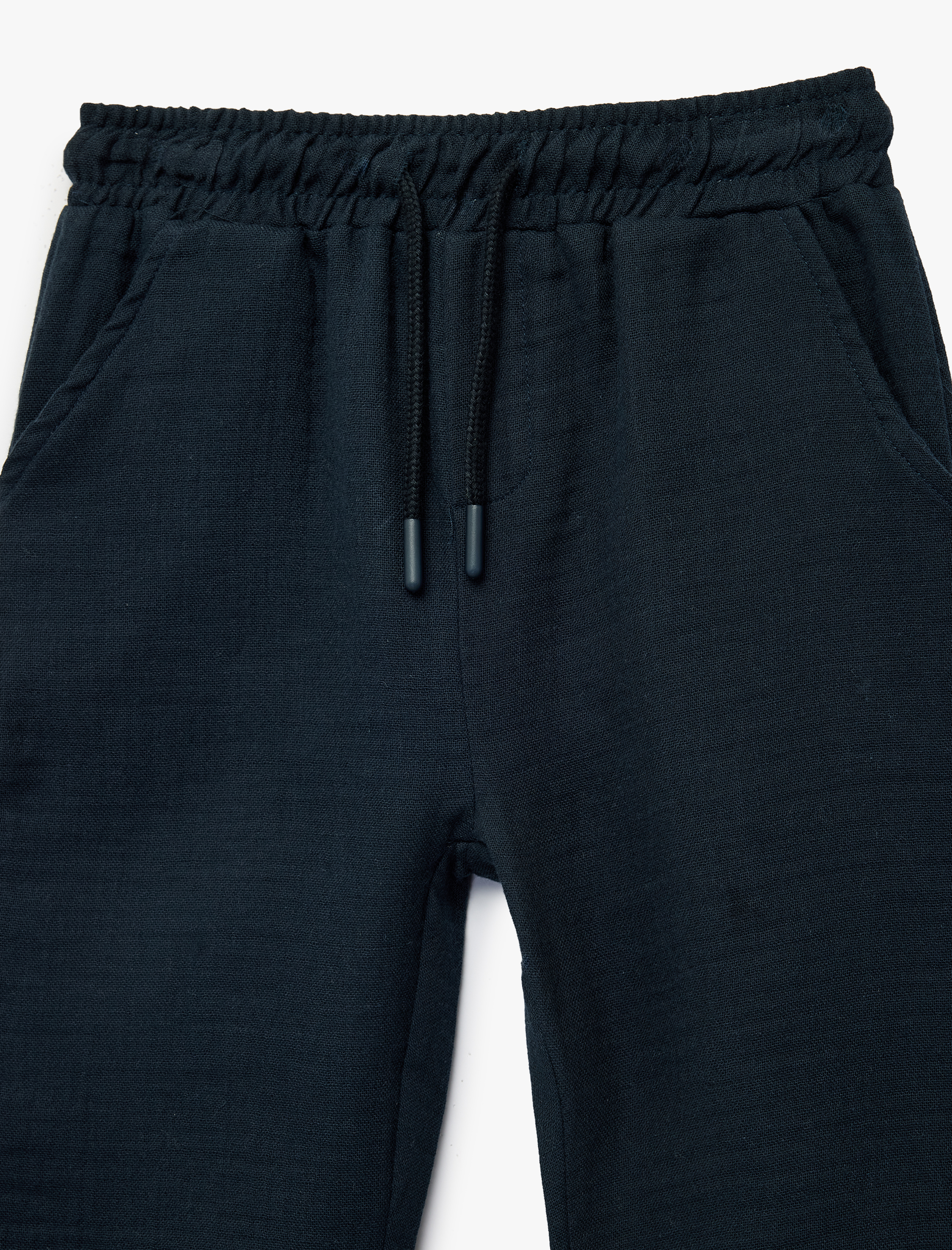  Erkek Bebek Pamuklu Beli Bağcıklı Müslin Kumaş Basic Jogger Pantolon