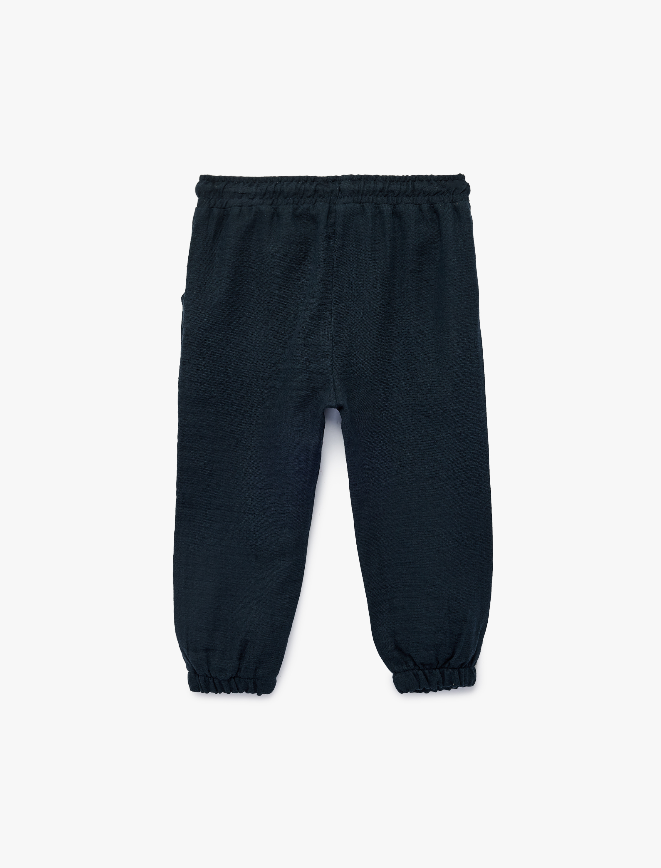  Erkek Bebek Pamuklu Beli Bağcıklı Müslin Kumaş Basic Jogger Pantolon