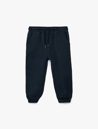 Pamuklu Beli Bağcıklı Müslin Kumaş Basic Jogger Pantolon