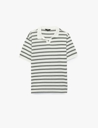 Regular Fit Kısa Kollu Çizgili Polo Yaka Tişört
