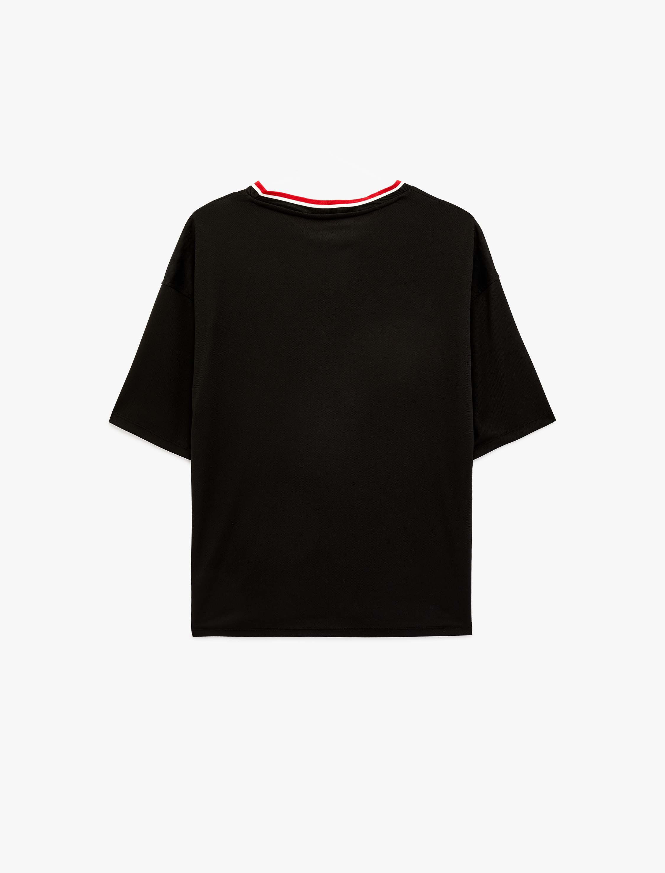   Oversize Yarım Kollu V Yaka Baskılı Spor Tişört