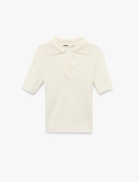 Slim Fit Kısa Kollu Polo Yaka Triko Kazak