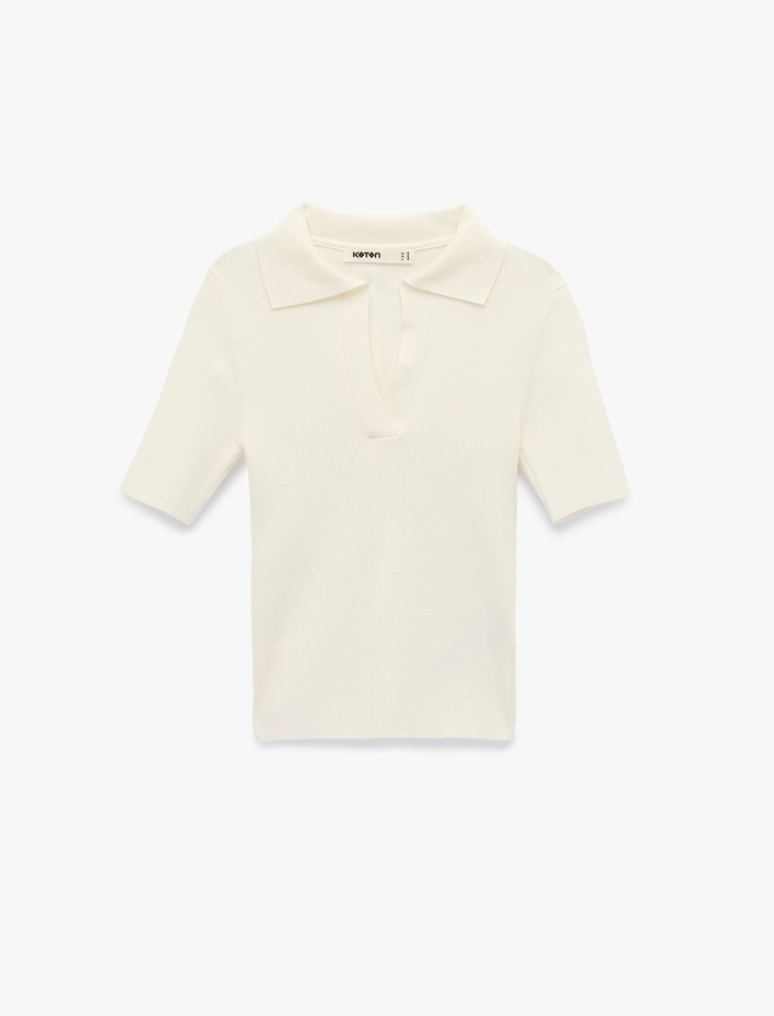  Slim Fit Kısa Kollu Polo Yaka Triko Kazak