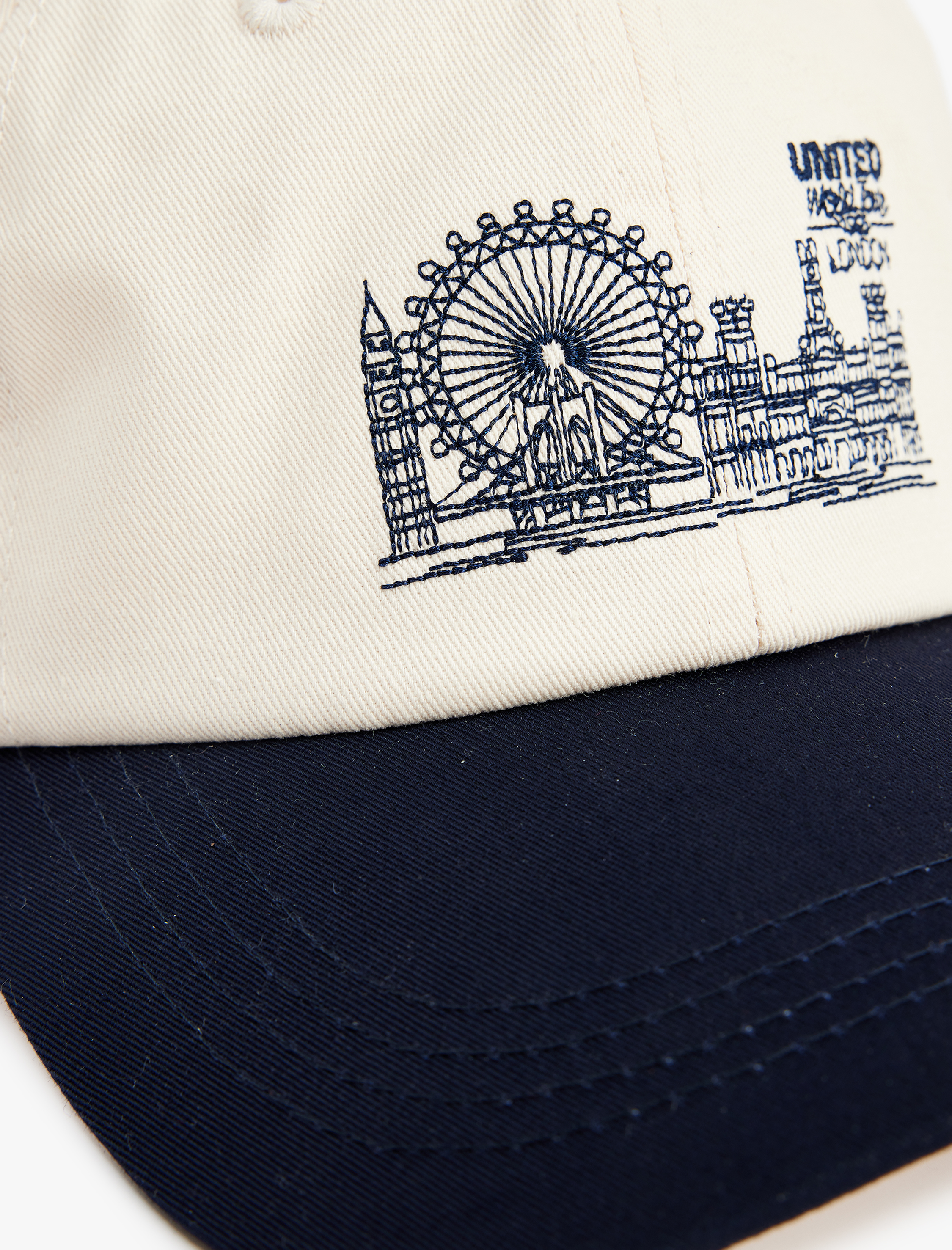  Erkek Renk Kontrastlı İşlemeli Kep Şapka