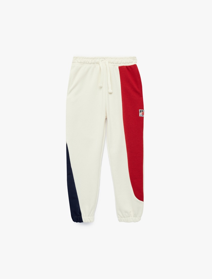 Erkek Bebek Beli Lastikli Cepli Renk Bloklu Oversize Jogger Eşofman Altı