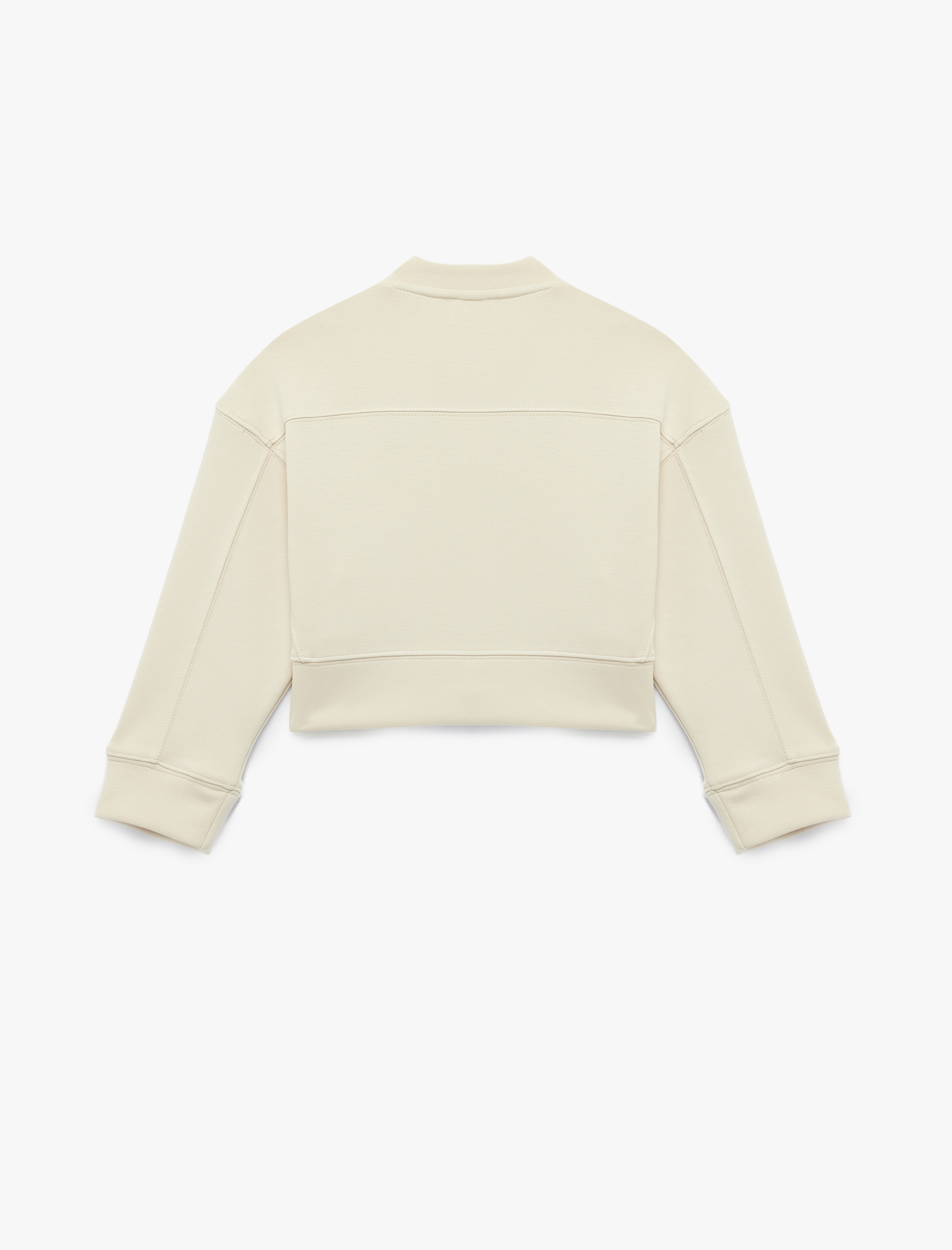  Kız Çocuk Bisiklet Yaka Viskon Karışımlı Uzun Kollu Fermuarlı Crop Bomber Ceket