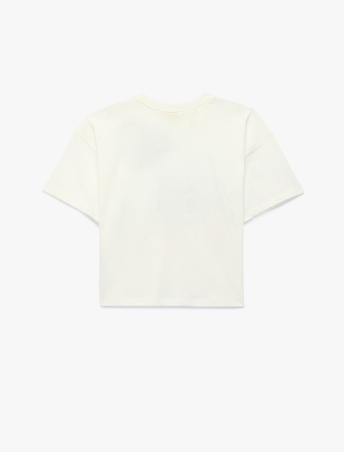 Kız Çocuk Stitch Baskılı Kısa Kollu Bisiklet Yaka Pamuklu Lisanslı Tişört