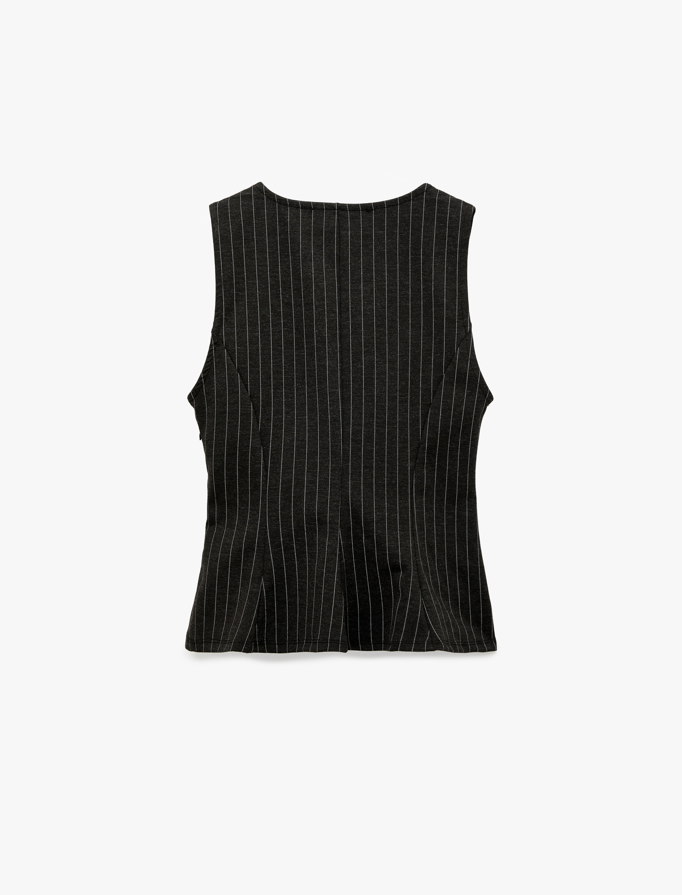   Slim Fit Kolsuz Bisiklet Yaka Çizgili Peplum Bluz