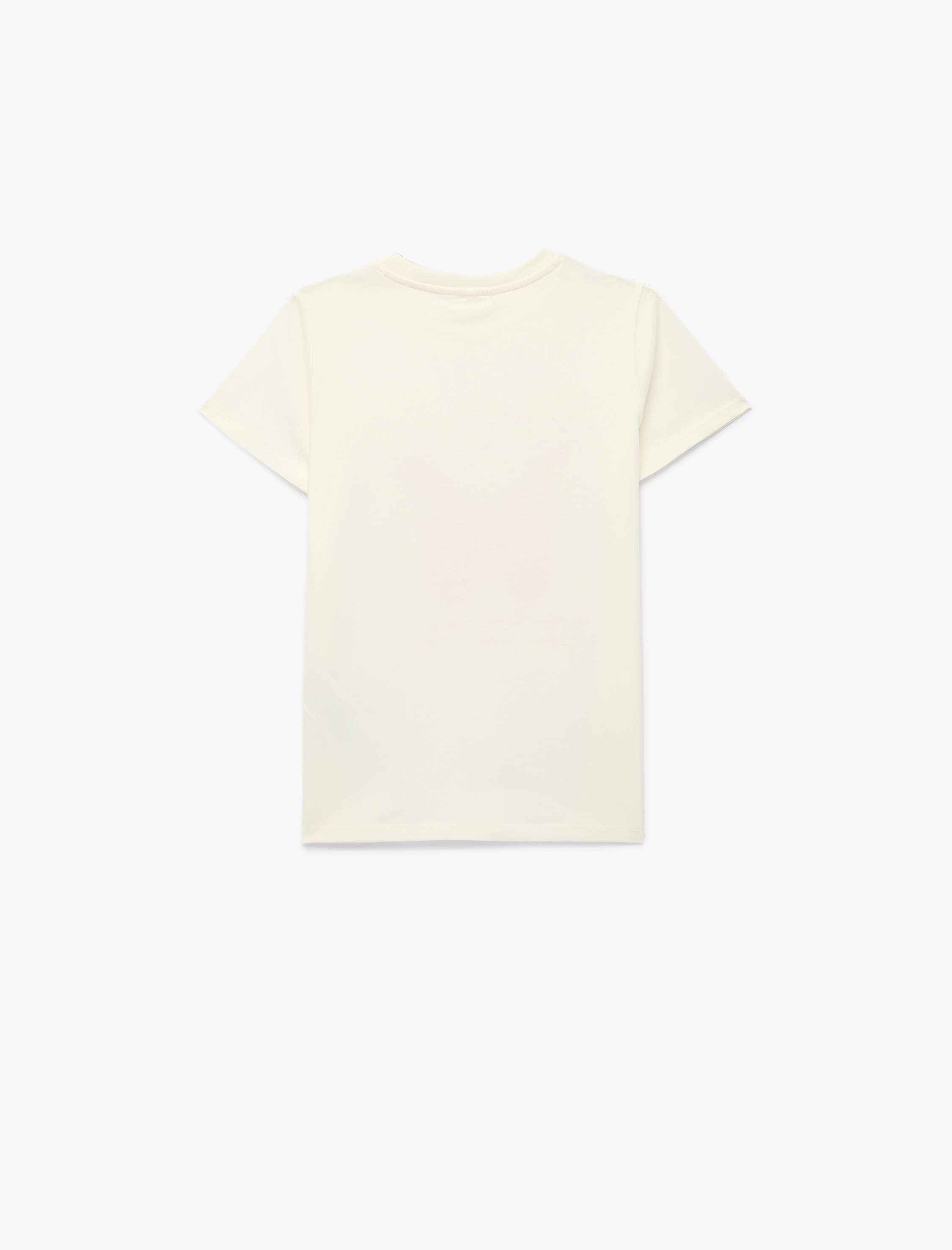  Kız Çocuk Pamuklu Kelebek Baskılı Bisiklet Yaka Kısa Kollu Tişört