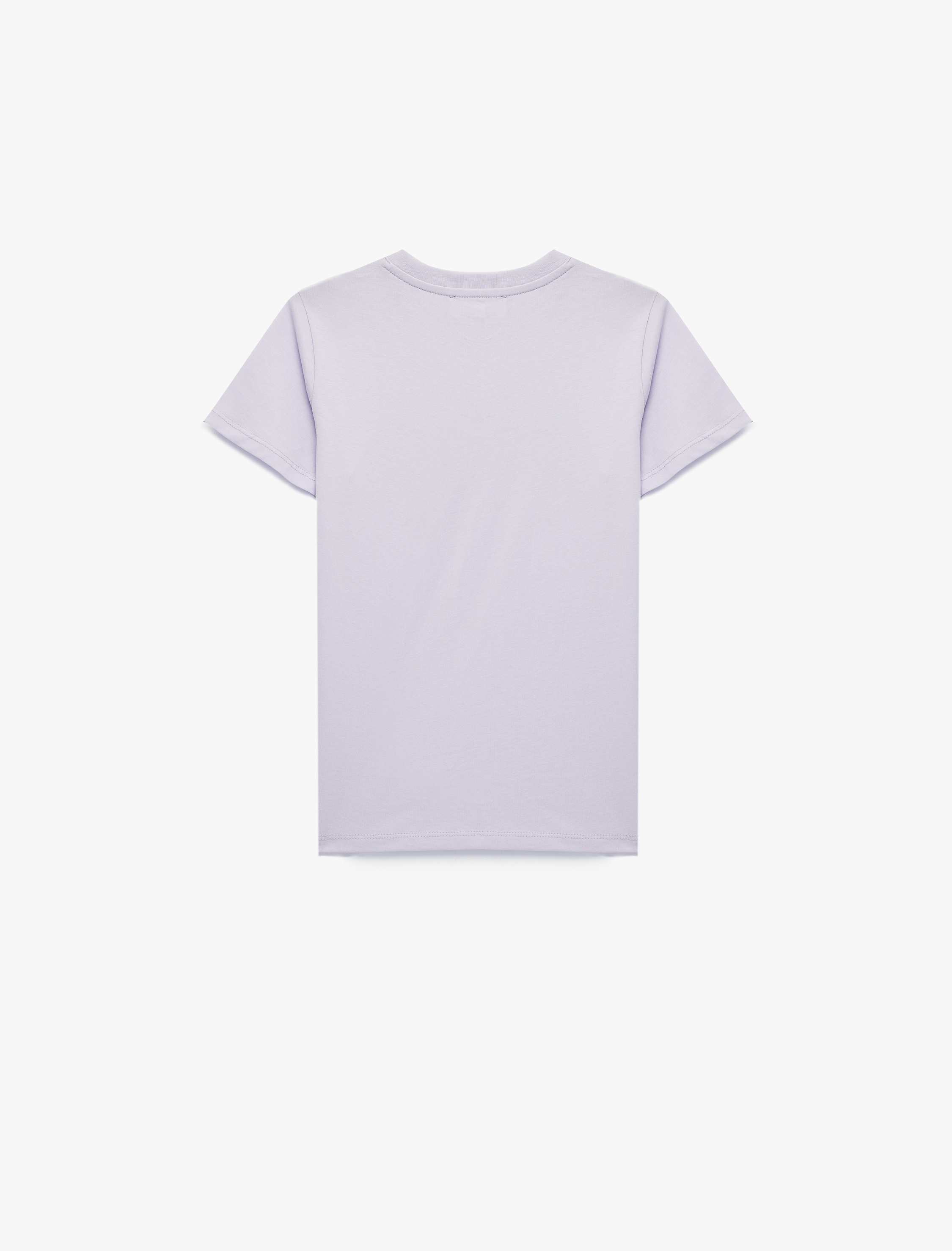  Kız Çocuk Pamuklu Kısa Kollu Bisiklet Yaka Kanat Baskılı Tişört