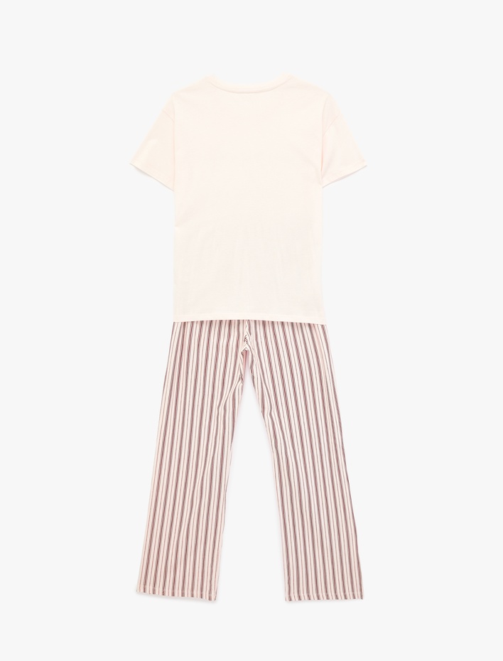  Rahat Kalıp Kısa Kollu Bisiklet Yaka Pijama Takımı