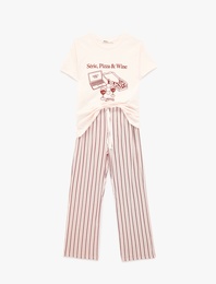 Rahat Kalıp Kısa Kollu Bisiklet Yaka Pijama Takımı