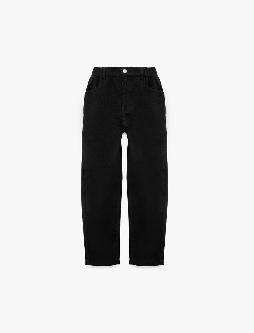 Koton Pamuklu Beli Lastikli Düğmeli Basic Pantolon