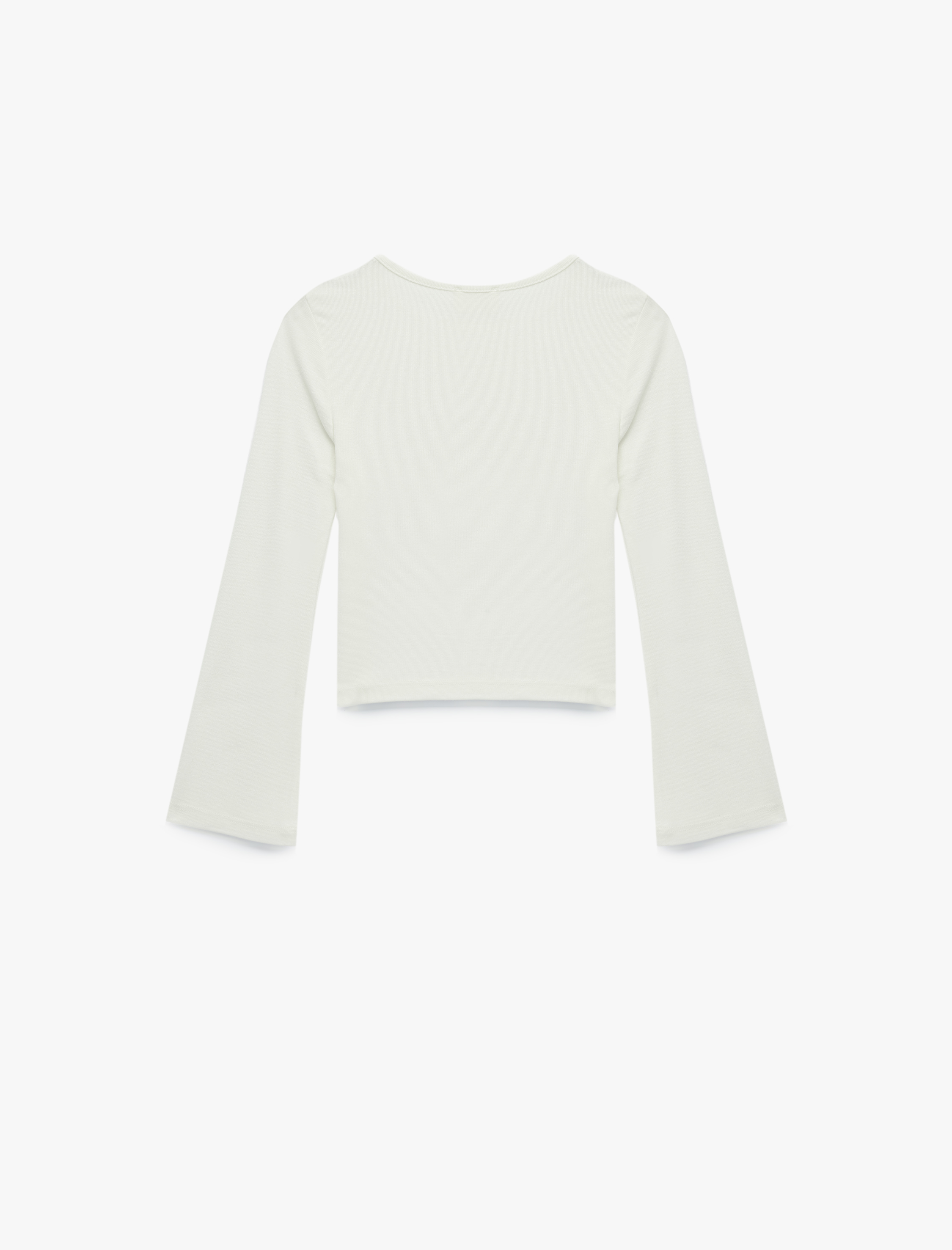  Kız Çocuk Bisiklet Yaka Uzun Kollu Viskon Basic Tişört