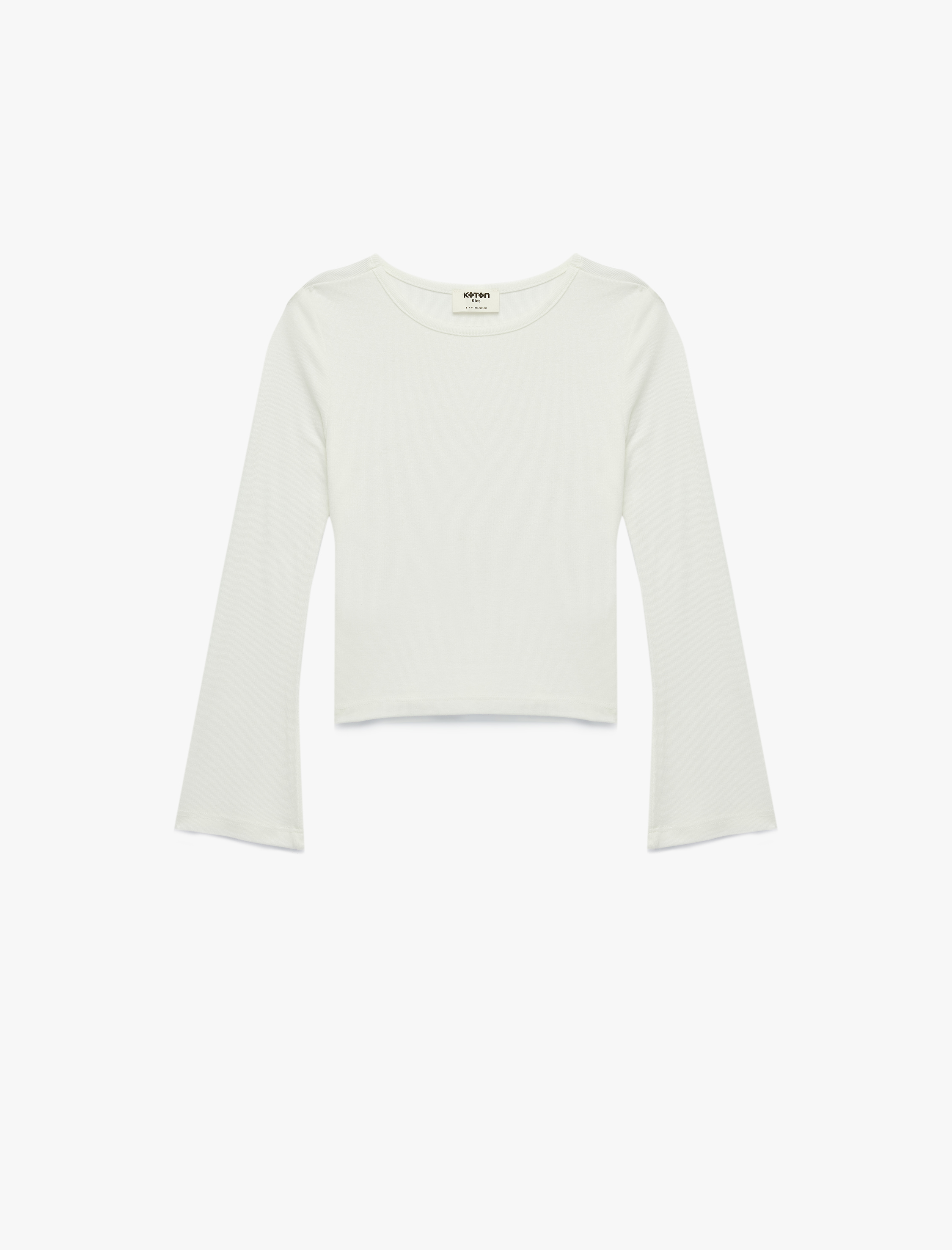  Kız Çocuk Bisiklet Yaka Uzun Kollu Viskon Basic Tişört