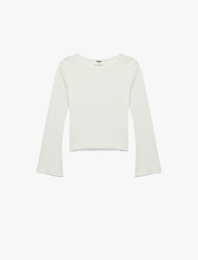 Bisiklet Yaka Uzun Kollu Viskon Basic Tişört