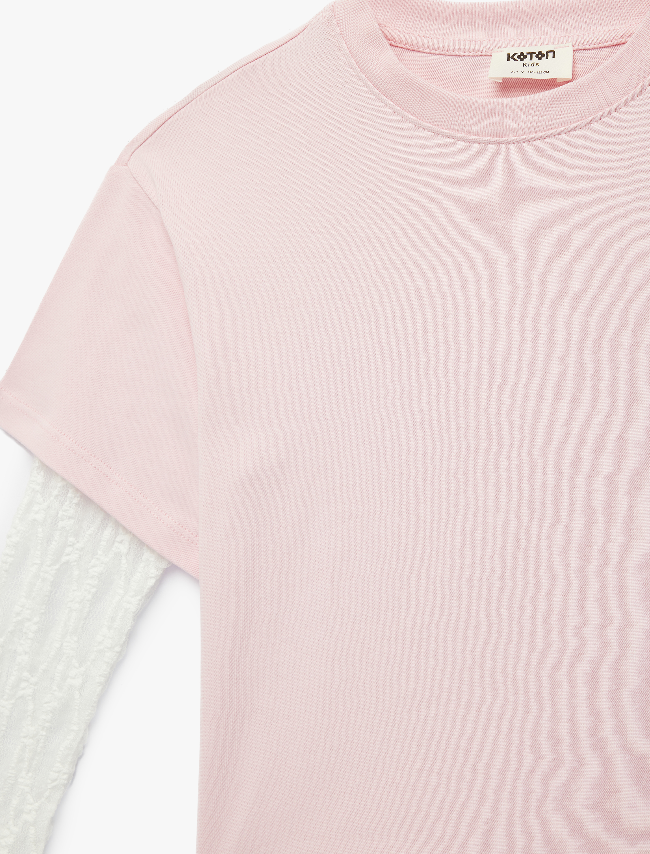  Kız Çocuk Uzun Kollu Bisiklet Yaka Dantel Kol Detaylı Bluz