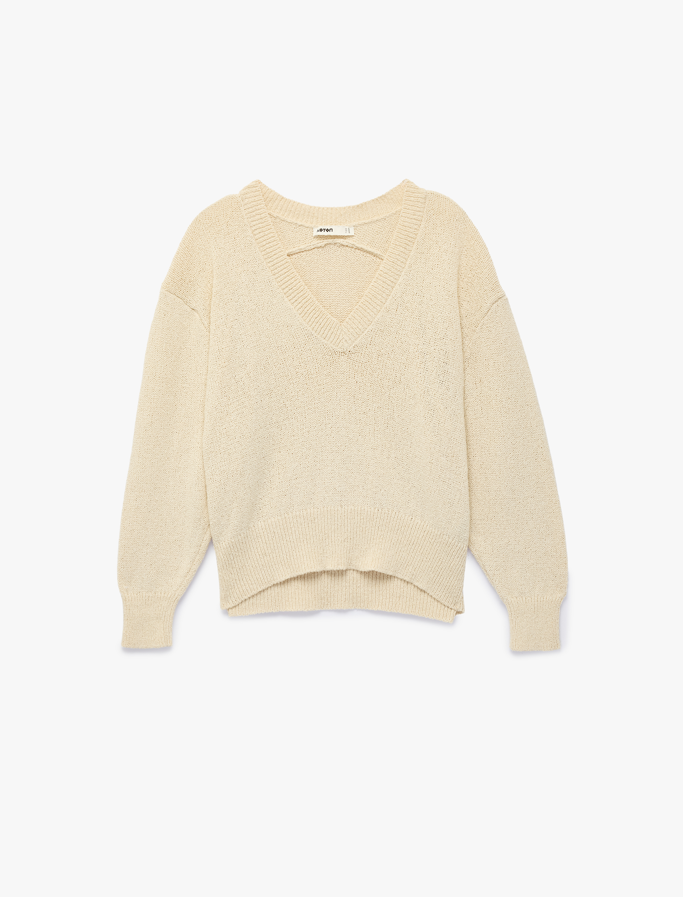   Pamuklu Uzun Kollu V Yaka Triko Kazak