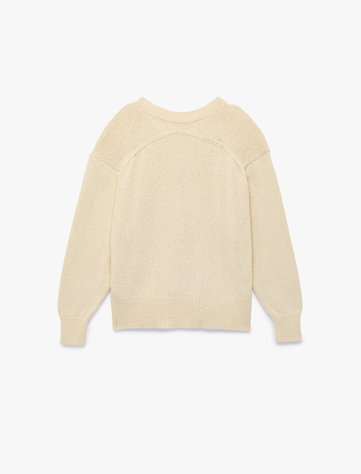  Pamuklu Uzun Kollu V Yaka Triko Kazak