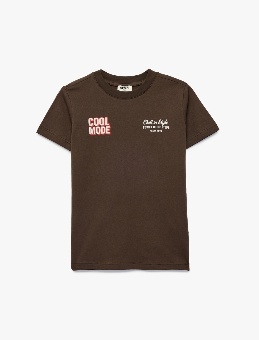 Koton Pamuklu Kısa Kollu Bisiklet Yaka Baskılı T-Shirt