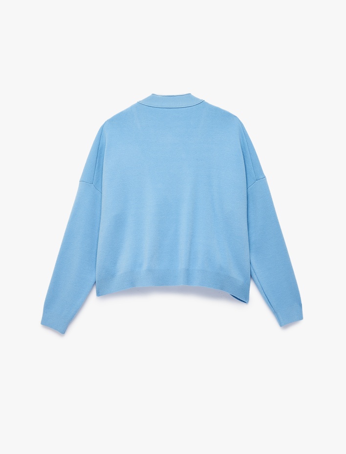  Uzun Kollu Cepli V Yaka Düğmeli Triko Hırka