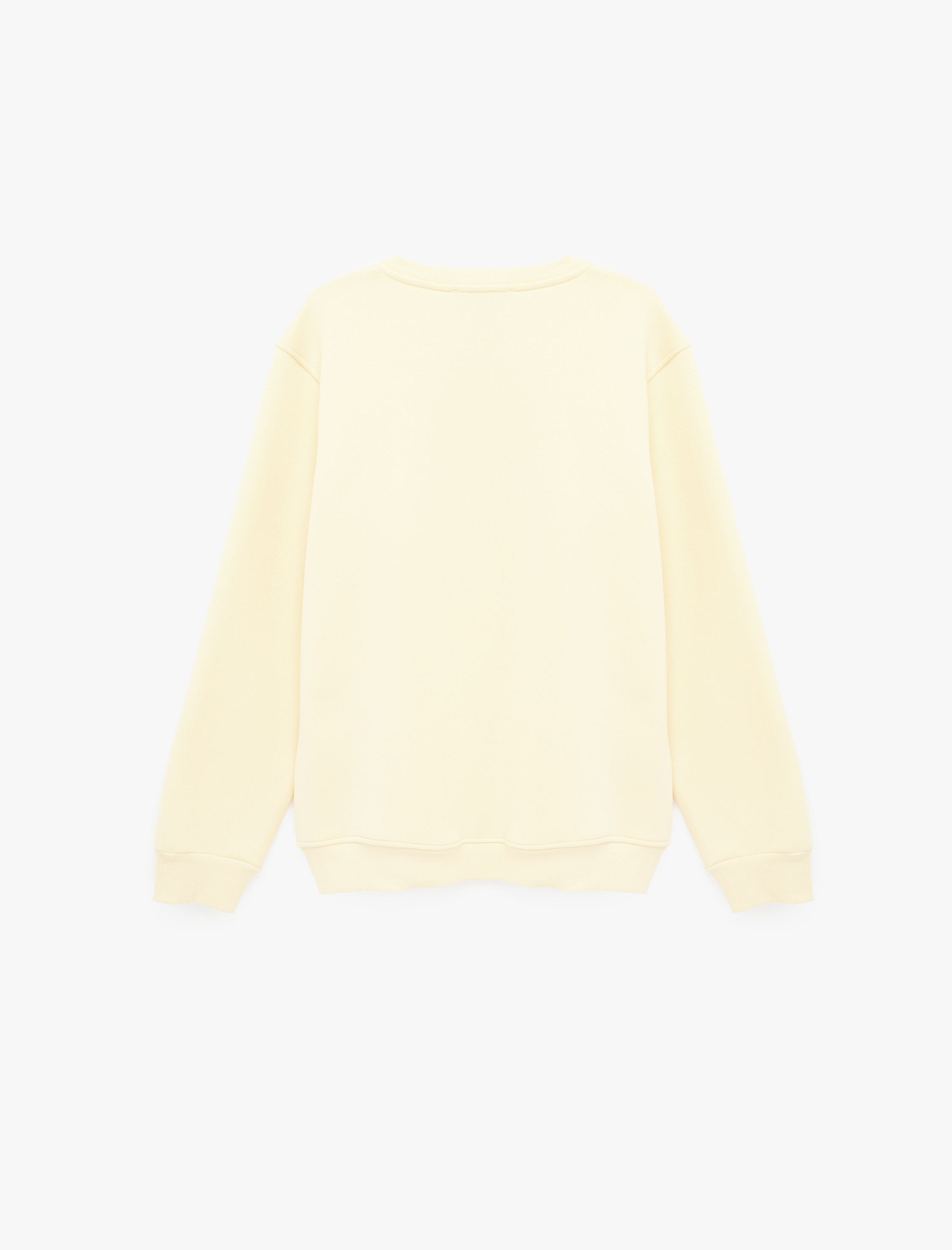   Regular Fit Uzun Kollu Şardonlu Bisiklet Yaka Basic Baskılı Sweatshirt