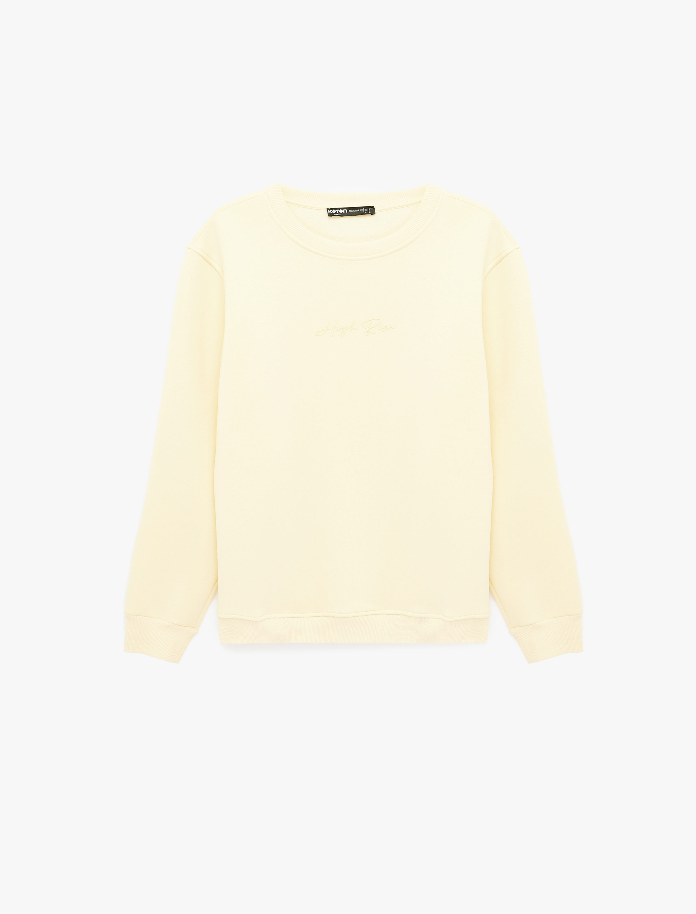   Regular Fit Uzun Kollu Şardonlu Bisiklet Yaka Basic Baskılı Sweatshirt