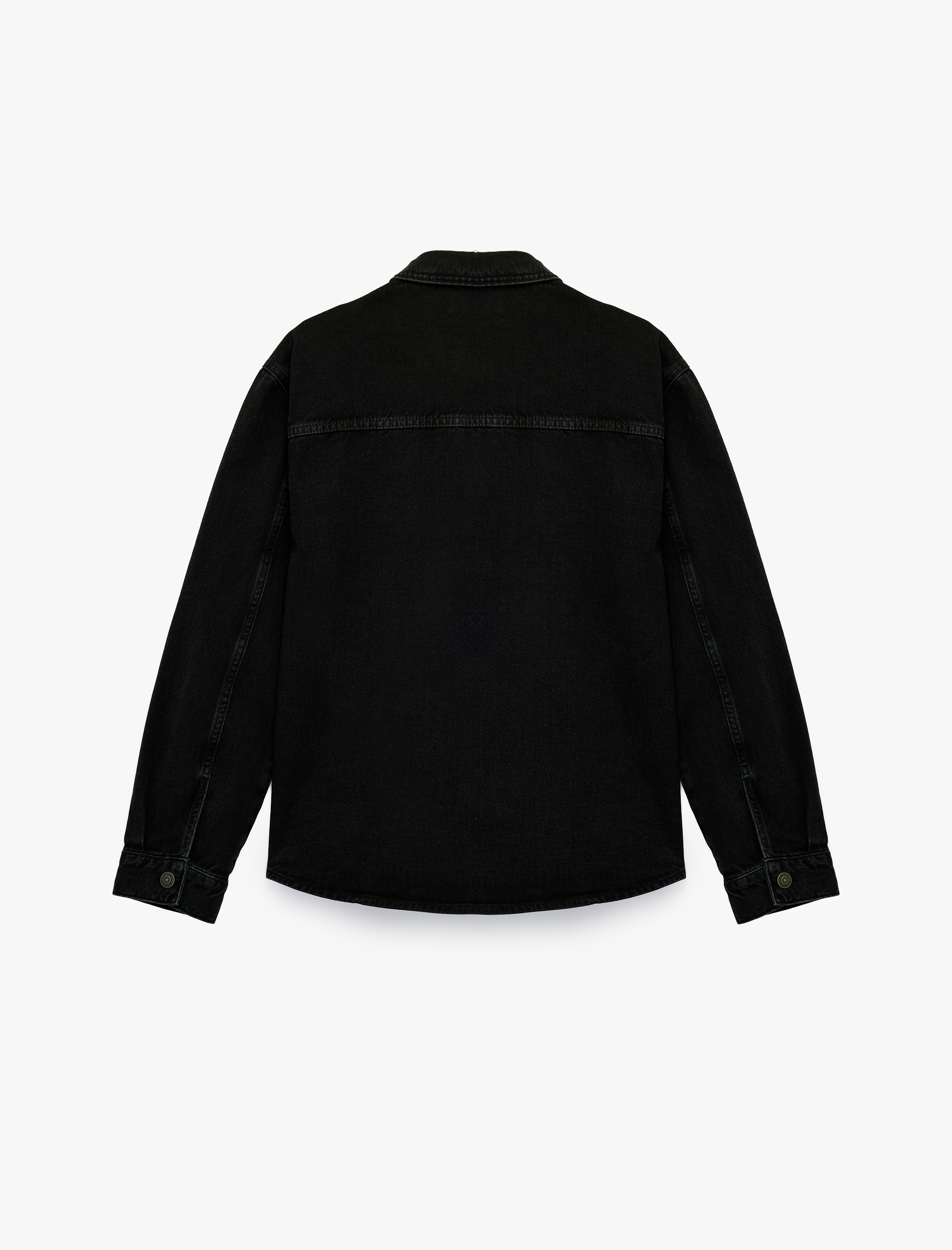   Uzun Kollu Cepli Düğmeli Gömlek Yaka Oversize Jean Gömlek Ceket