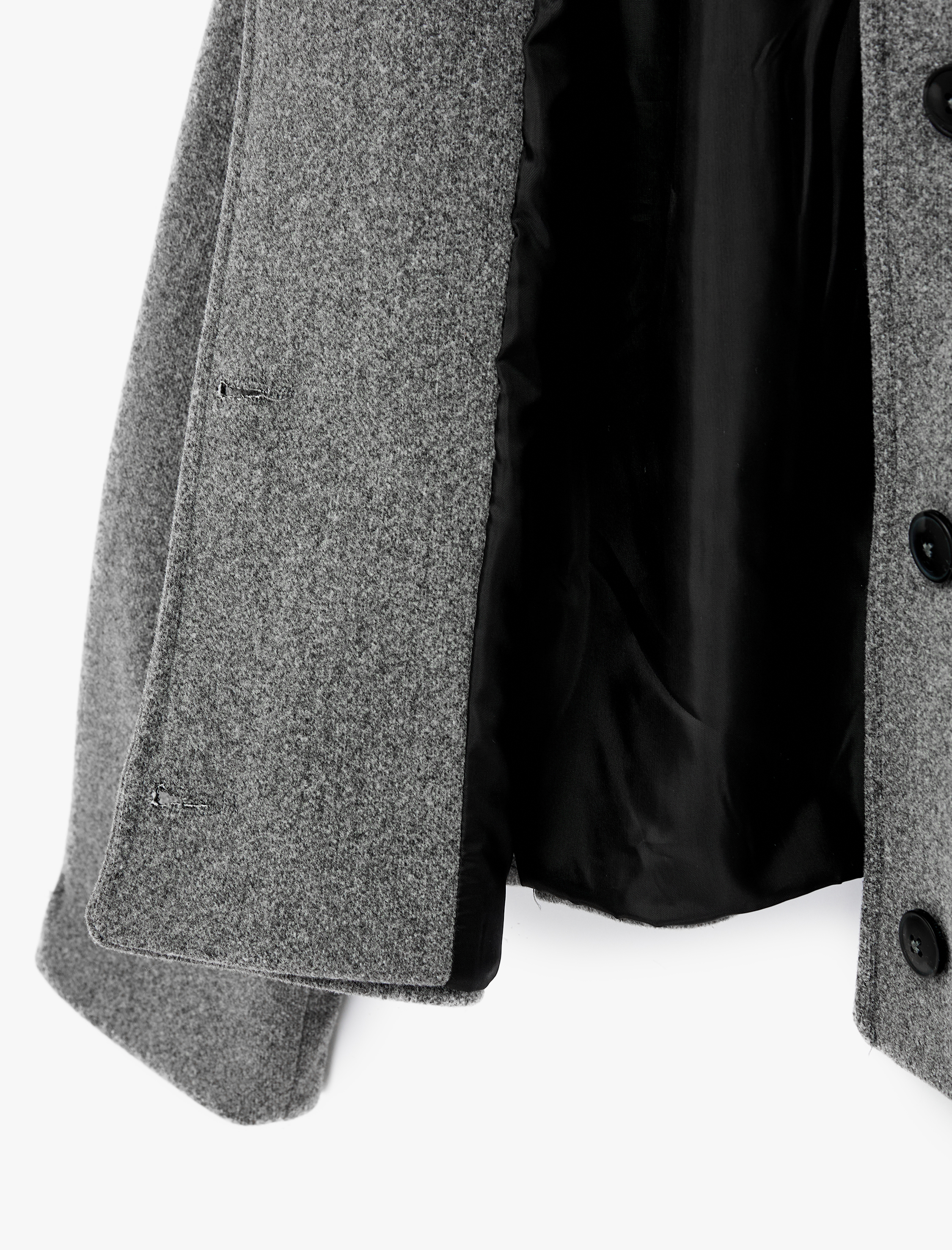   Uzun Kollu Cepli Düğmeli Klasik Yaka Kaşe Ceket